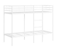 vidaXL Litera sin colchón Acero Blanco 75x190 cm, Estructura de Cama, Base de Cama, Muebles de Dormitorio, Cama Alta, Estructura de litera