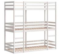 vidaXL Litera Triple de Madera Maciza de Pino Blanco 75x190 cm, litera de Tres Camas, litera de 3 Niveles, litera Triple para niños, Cama Triple