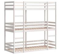 vidaXL Litera Triple de Madera Maciza de Pino Blanco 90x190 cm, litera de Tres Camas, litera de 3 Niveles, litera Triple para niños, Cama Triple