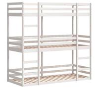 vidaXL Litera Triple de Madera Maciza de Pino Blanco 90x190 cm, litera de Tres Camas, litera de 3 Niveles, litera Triple para niños, Cama Triple