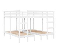 vidaXL Litera Triple Madera Maciza de Pino Blanca 200x200/80x200 cm, armazón de litera Triple, Marco de litera Triple, somier de litera de 3 Camas