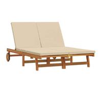 vidaXL Lounger Ajustable para 2 Adultos | Asientos de Exterior Resistentes al Clima de Madera Acacia Sólida con Cojines Quitables y Ruedas | Silla de Jardín Moderna | Muebles de Patio | Recliner Ajust