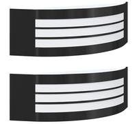 vidaXL Luz de Pared Exterior 2 pcs Negro 32 x 10 x 10 cm, Iluminación Moderna en Forma de D, lámpara de Pared Resistente, luz Ambiental, decoración para jardín