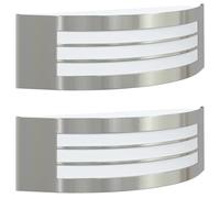 vidaXL Luz de pared exterior 2 uds. Plateado 32 x 10 x 10 cm | Look elegante que va bien con cualquier estilo, Usa tecnología LED y ahorra en la factura,
