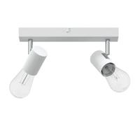 vidaXL Luz de techo ajustable de 2 vías blanca E27 regulable para iluminar interiores. Tiene un diseño rectangular minimalista en metal mate, se instala fácil y es ideal para el hogar y la oficina.