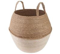 vidaXL Maceta con Asas Blanco Ø 32 x 32 cm 100% Hierba Marina, Maceta de Yute Tejida, macetero cilíndrico, Decorativo, para Interiores y rusticidad Encantadora