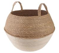 vidaXL Maceta con Asas Blanco Ø 45 x 36 cm 100% Hierba Marina, Maceta de Yute Tejida, macetero cilíndrico, Decorativo, para Interiores y rusticidad Encantadora