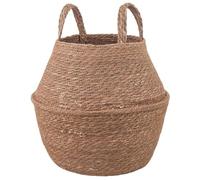 vidaXL Maceta con Asas Natural Ø 22 x 20 cm 100% Hierba Marina, Maceta de Yute Tejida, macetero cilíndrico, Decorativo, para Interiores y rusticidad Encantadora