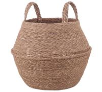 vidaXL Maceta con Asas Natural Ø 32 x 32 cm 100% Hierba Marina, Maceta de Yute Tejida, macetero cilíndrico, Decorativo, para Interiores y rusticidad Encantadora