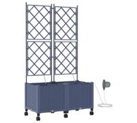 vidaXL Maceta de jardín con riego y ruedas, 2 piezas de polipropileno gris, jardín y terraza, moderna maceta de riego automático, caja duradera para plantas de exterior, contenedor rectangular para