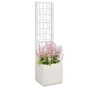 vidaXL Maceta de Jardín con enrejado blanco de 36 x 36 x 140 cm, hecha de PP. Ideal para plantas trepadoras, perfecta para primavera y verano. Diseñada para jardines verticales modernos, es de plást