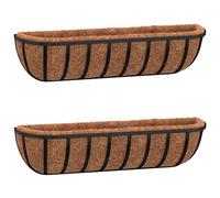 vidaXL Macetas Pared 2 uds Revestimiento Coco Acero Negro 91x20x23 cm, Maceta de Pared, Maceta de Pared de Coco, Jardinera Colgante, macetero de Pared