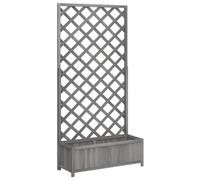 vidaXL Jardinera con Enrejado Madera Maciza de Abeto Gris