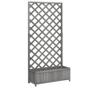 vidaXL Jardinera con Enrejado Madera Maciza de Abeto Gris