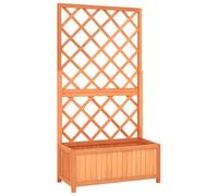 vidaXL Macetero con Enrejado, Madera Maciza de Abeto, Marrón, 70x30x135 cm, Caja de Flores para Patio y Jardín, Huerto Elevado, Soporte de Macetas de Madera