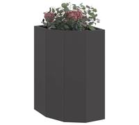 vidaXL Macetero de Esquina Negro 30 x 30 x 50 cm Acero, Jardín y Terraza, Jardinería de Acero Moderno, Maceta Resistente, Contenedor para Flores, Exhibidor de Plantas