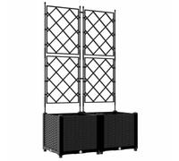 vidaXL Macetero de Jardín 2 uds. Negro 80 x 40 x 143 cm PP | Tiene un acabado texturizado en negro que se adapta bien a los espacios modernos, Viene con dos maceteros,