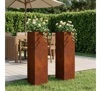 vidaXL Macetero de Jardín 2 uds. Oxidado 20 x 20 x 75 cm Acero oxidado, para jardín y , rectangular, resistente al , ideal para flores y plantas
