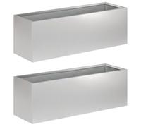 vidaXL Macetero de Jardín 2 uds. Plateado 40 x 20 x 20 cm