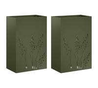 vidaXL Macetero de Jardín 2 uds. Verde Oliva 50 x 30 x 75 cm