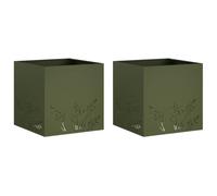 vidaXL Macetero de Jardín 2 uds. Verde Oliva 50 x 50 x 49 cm