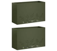 vidaXL Macetero de Jardín 2 uds. Verde Oliva 80 x 30 x 49 cm