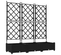 vidaXL Macetero de Jardín 3 pcs Negro 120 x 40 x 125,5 cm Plástico, Maceta Moderna y Duradera, Elegante contenedor plástico, Resistente al Clima, Ideal para Exteriores