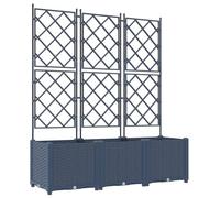 vidaXL Macetero de Jardín 3 pcs Gris 120 x 40 x 143 cm Plástico, Maceta Moderna y Duradera, Elegante contenedor plástico, Resistente al Clima, Ideal para Exteriores