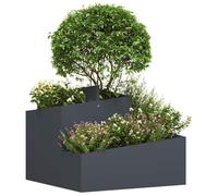 vidaXL Macetero de Jardín Antracita 60 x 60 x 50 cm, Jardín y Terraza, Macetero Moderno de Metal, Resistente para el Exterior, Accesorio Decorativo, Estilo Contemporáneo
