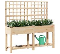 vidaXL Macetero de Jardín con Estante Beige 161 x 46 x 152,5 cm, Macetero Minimalista Moderno, Madera de Abeto Duradera, Diseño Rectangular para Terraza, Color Beige Chic