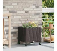 vidaXL Macetero de Jardín con Ruedas Marrón 40 x 40 x 44 cm PP, Macetero Moderno para Jardín y , Resistente al , Ideal para , Patios o Huertos