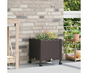 vidaXL Macetero de Jardín con Ruedas Marrón 40 x 40 x 44 cm PP, Macetero Moderno para Jardín y , Resistente al , Ideal para , Patios o Huertos