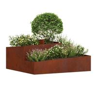 vidaXL Macetero de Jardín Marrón 100 x 100 x 50 cm Acero autopatinable, Jardín y Terraza, Macetero Moderno de Metal, Resistente para el Exterior, Accesorio Decorativo, Estilo Contemporáneo