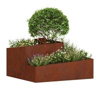 vidaXL Macetero de Jardín Marrón 80 x 80 x 50 cm Acero autopatinable, Jardín y Terraza, Macetero Moderno de Metal, Resistente para el Exterior, Accesorio Decorativo, Estilo Contemporáneo