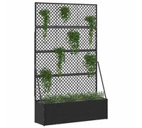 vidaXL Macetero de Jardín Negro 105 x 30 x 170 cm Metal, Jardin y Terraza, Macetero Metálico Moderno, Recipiente Rectangular, Caja de Flores Exterior, Decoración Minimalista