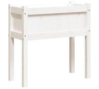 vidaXL Macetero rectangular con patas, jardinera para jardín o terraza, maceta de madera maciza de pino, color blanco