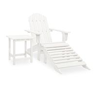 vidaXL Macizo Abeto Silla con Otomana y Mesa Jardín Adirondack Asiento Sillón Patio Terraza Balcón Exterior Tumbona Muebles Estable Blanco