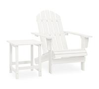 vidaXL Macizo Abeto Silla con Otomana y Mesa Jardín Adirondack Asiento Sillón Patio Terraza Balcón Exterior Tumbona Muebles Estable Blanco