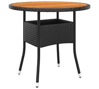 vidaXL Madera Acacia Mesa de Jardín Comedor Cocina Patio Terraza Balcón Muebles Mobiliario Soporte Exterior Estable Ratán Sintético Negro Ø80x75 cm