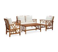 vidaXL Madera Maciza de Acacia Muebles de Jardín 4 Piezas con Cojines Mobiliario Exterior Cocina Terraza Mesa Silla Asiento Suave con Respaldo