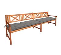 vidaXL Madera sólida de Acacia - Banco de jardín con Cojines de Banco de Tierra, Banco de Patio, Mueble de jardín de 240 cm