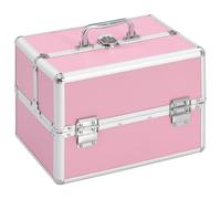 vidaXL Maletín Maquillaje Aluminio Neceser para Belleza Salud Organización de Productos Accesorios para Belleza Elegante Duradero Rosa 22x30x21cm