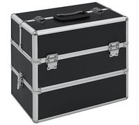 vidaXL Maletín para Maquillaje Estuche de Almacenamiento de Cosméticos Neceser para Procutos Estéticos de Aluminio Negro 37x24x35 cm