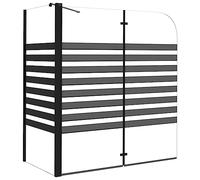 vidaXL Mampara de Baño a Rayas Accesorio Mampara Panel Bañera Cierre Aseo Lavabo Cuarto Doméstico Hogar Pared Plegable Vidrio Templado