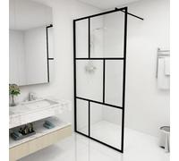 vidaXL Mampara de Ducha Accesible Cabina Cuarto de Baño Aseo Cerramiento Partición Cubículo Apertura Central con Vidrio Templado Negro 100x195 cm