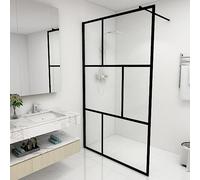 vidaXL Mampara de Ducha Accesible Cabina Cuarto de Baño Aseo Cerramiento Partición Cubículo Apertura Central con Vidrio Templado Negro 115x195 cm