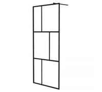 vidaXL Mampara de ducha accesible con vidrio templado negro 90x195 cm