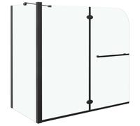vidaXL Mampara de Ducha de Plegado Doble Accesible Templado Frontales Puerta Fijo Cabina Baño Angular Partición Cubículo Apertura Central ESG Negro