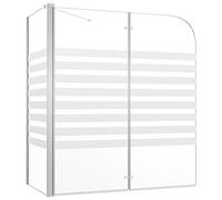 vidaXL Mampara de Ducha de Templado a Rayas Baño Paneles Plegables Cristal Accesorios de Bañera Apertura Central Mate Parcial 120x68x130 cm Vidrio