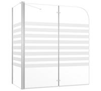 vidaXL Mampara de Ducha de Templado a Rayas Baño Paneles Plegables Cristal Accesorios de Bañera Apertura Central Mate Parcial 120x68x130 cm Vidrio